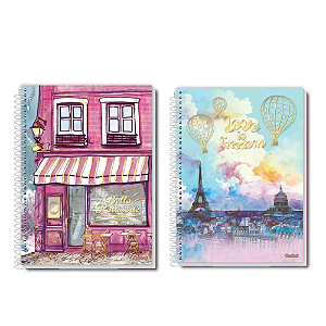 Caderno Universitário Bella Paris 12 Matérias Espiral Capa Dura 192 Folhas Credeal