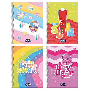 Caderno Universitário Capa Dura Fini 1 Matéria 80 folhas Capas Sortidas