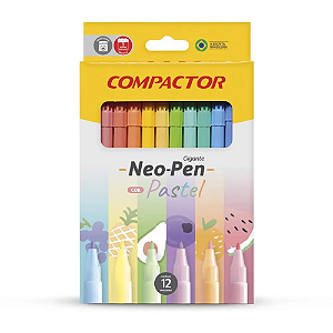 Caneta Hidrográfica Compactor Neo-pen G Pastel C/12 Cores