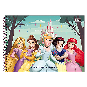 Caderno de Cartografia e Desenho Espiral Capa Dura Princesas 80 Folhas Tilibra Sortido