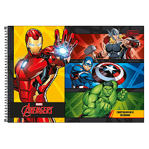 Caderno de Cartografia e Desenho Espiral Capa Dura Avengers 80 Folhas Tilibra Sortido