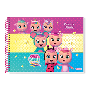Caderno de Desenho e Cartografia Cry Babies Credeal 80 Folhas Capas Sortidas