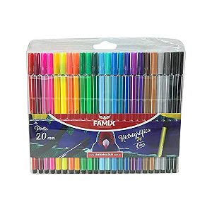 Canetinhas Hidrográficas 2.0mm Sextavada 24 Cores Famix