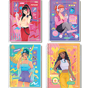 Caderno Universitário Capa Dura Espiral 16 Materias 224 Folhas Pop Fashion Credeal Capas Sortidas