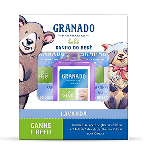 Kit Granado Banho do Bebê 1 Sabonete Lavanda 250ml + 2 Refis Sabonete Lavanda 250ml