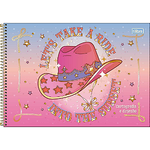 Caderno de Cartografia e Desenho Espiral Capa Dura West Girl Tilibra 80 Folhas