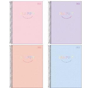 Caderno Espiral Capa Dura Universitário Connect 10 Matérias Happy 160 Folhas Tilibra Sortidos