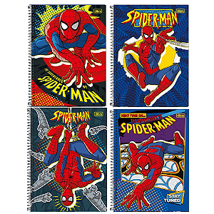 Caderno Capa Dura Universitário 10 Matérias Spider-Man Fit 160 Folhas Tilibra Sortidos