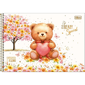 Caderno Espiral Capa Dura Cartografia e Desenho Tilibra Love Bears 80 Folhas