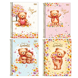 Caderno Espiral Capa Dura Universitário Tilibra 20 Matérias Love Bears 320 Folhas