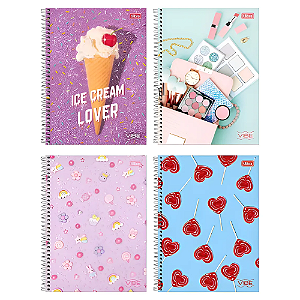 Caderno Espiral Capa Dura Universitário 1 Matéria Vibe Feminino 80 Folhas Tilibra Sortidos
