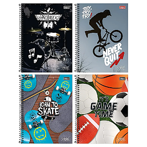 Caderno Espiral Capa Dura Universitário 1 Matéria Vibe Masculino 80 Folhas Tilibra Sortidos