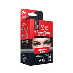 Kit Henna Sobrancelha 2g + Fixador 10ml Niraj Castanho Claro