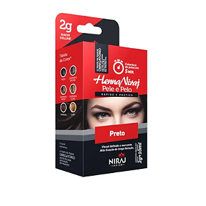 Kit Henna Sobrancelha 2g + Fixador 10ml Niraj Preto