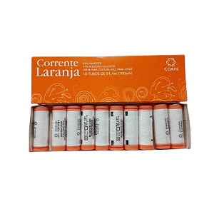Linha de Costura Corrente Laranja Cor Branco Caixa com 10 un