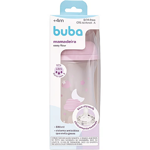 Mamadeira Easy Flow Nuvem Rosa 330ml Buba +4m