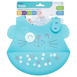 Babador de Silicone Pega Migalhas Azul Lolly Kinddy 6+ meses