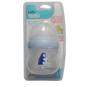 Mamadeira Nature 130ml Azul Lolly Kinddy 0+ meses fluxo 1