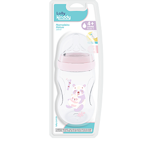 Mamadeira Nature 330ml Rosa Lolly Kinddy 4+ meses Fluxo 3