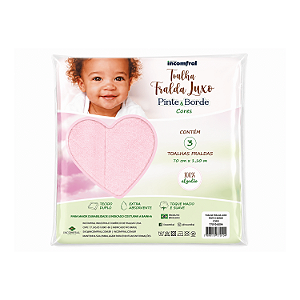 Toalha Fralda Luxo Pinte & Borde Cores Rosa Incomfral Ref:77009-018