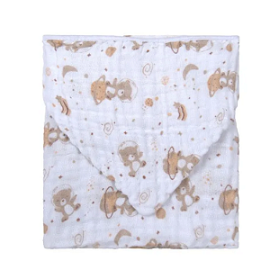 Toalha Soft com Capuz Bublim Baby Urso Espaço Bege Incomfral Ref:76085-487