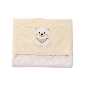 Toalha Plush com Puff no Capuz e Forro de Fralda Bublim Baby Temas Urso Amarelo Incomfral Ref:76045-0E8