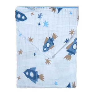 Toalha Soft de Banho com Capuz Baby Joy Temas Foguetes Incomfral Ref:76021-1F4