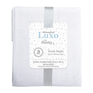 Fralda Luxo com Bainha Estampa Branco Incomfral Ref:77028-011