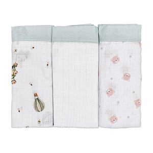 Fralda Baby Joy Estampada Quadriculada Urso Carro 68cm x 70cm com 3 Unidades Incomfral Ref:32106-634
