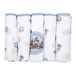 Fralda Muito Mimo Algodão 70cm x 68cm Estampada com Bainha 5 unidades Minasrey Ref:5343 52-MNO