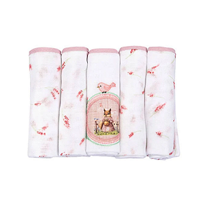 Fralda Muito Mimo Algodão 70cm x 68cm Estampada com Bainha 5 unidades Minasrey Ref:5344 52-MNA