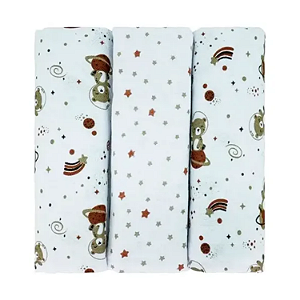 Cueiro Flanelado Bublim Baby Petit Urso Espaço Bege 100cm x 80cm 3 Unidades Incomfral Ref:28026-487