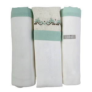 Kit Cueiro Loupiot Nature Algodão 80cm x 80cm 3 Unidades Minasrey Ref:5309 62-VER