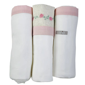 Kit Cueiro Loupiot Nature Algodão 80cm x 80cm 3 Unidades Minasrey Ref:5312 62-RBB