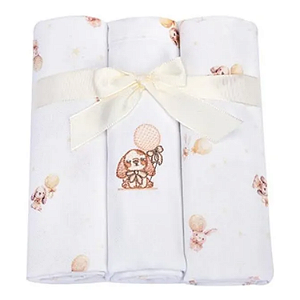 Kit Cueiro Muito Mimo Temas Cachorrinho Algodão 80cm x 80cm 3 Unidades Minasrey Ref:5350 62-BEG