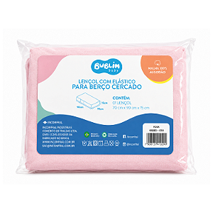 Lençol Para Berço Com Elástico Bublim Baby Cercado Rosa Incomfral Ref:45003-018