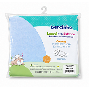 Lençol Para Berço Com Elástico Bercinho Liso Azul Incomfral Ref:44012-006