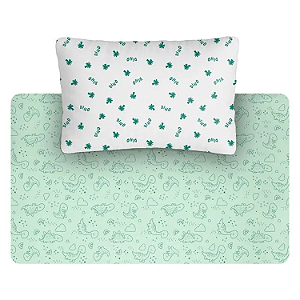 Jogo de Lençol Americano Bublim Baby Malha Dino Verde com 3 Peças Incomfral Ref:34009-0J4