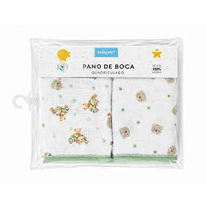 Pano de Boca Soft Estampado Urso Carro com Prendedor Baby Joy Incomfral Ref:58048-634
