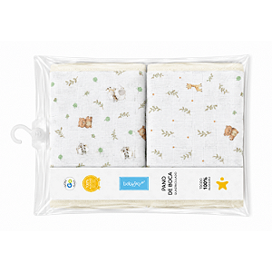 Pano de Boca Soft Estampado Safari com Prendedor Baby Joy Incomfral Ref:58048-635