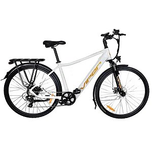 Bicicleta Elétrica Viper Urbana 350W Pedal Assistido Com Acelerador Cor Branda e Dourada