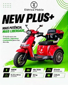 Triciclo Eletrico. New Plus + 1000w 48v/20ah chumbo
