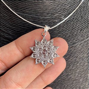 Pingente Mandala do Sol - Prata