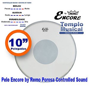 Pele para Caixa 10'' Encore By Remo Porosa Controlled Sound Bola Preta EN-0110-CT