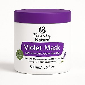 Beauty Nature Máscara Hidratante Matizadora Roxa para Cabelos Loiros Sem Sulfatos 500g