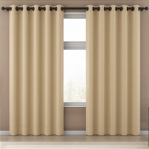 Cortina 2,00cmX1,80cm Blackout 70% em Tecido Areia Sala e Quarto