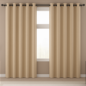 Cortina 2,00cmX1,80cm Blackout 70% em Tecido Palha Sala e Quarto