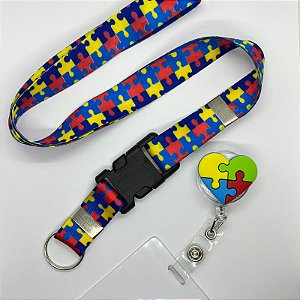 Porta Crachá Retrátil e Cordão para identificação de autista - TEA
