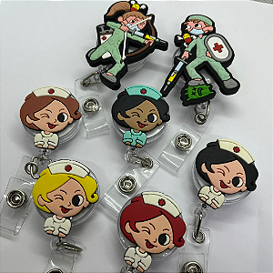 Porta Crachá Retrátil - Modelo Enfermeiros e Enfermeiras - 1 unidade