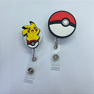 Porta Crachá Retrátil Personalizado - Pokémon, Pikachu, Pokebola